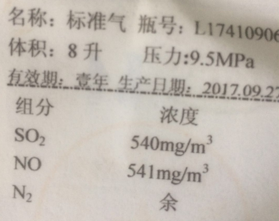 量程氣濃度